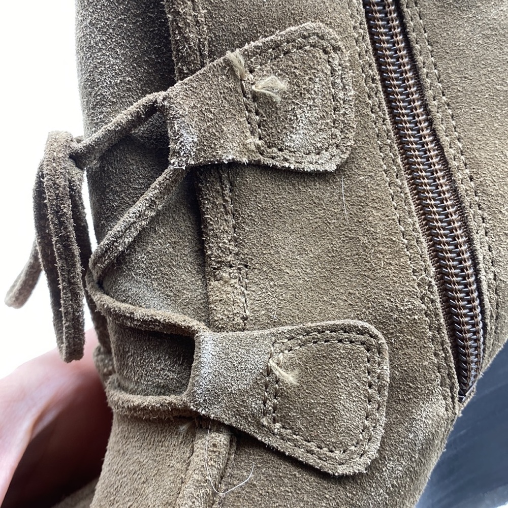 Franco Sarto Westerly Ankle Booties Wedges Shoes Tan Leather Suede Womens 7.5 M - Picture 14 of 15